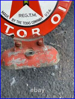2 ORIGINAL Antique 1920s Texaco Porcelain Motor Oil Lubester Paddle Sign Gas
