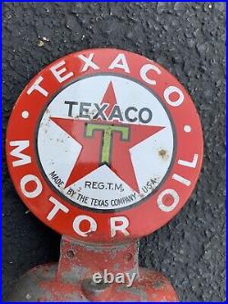 2 ORIGINAL Antique 1920s Texaco Porcelain Motor Oil Lubester Paddle Sign Gas