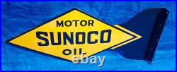 2 Sunoco Motor Oil Porcelain Enamel Sign 27 X 11.5 Inches 2 Sides
