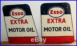 2 available Esso Motor Oil tin advertising sign metal enamel garage antique vint