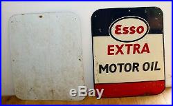 2 available Esso Motor Oil tin advertising sign metal enamel garage antique vint