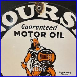 22 Vintage''norse Motor Oil'' Gas & Oil Pump Plate 12 Inches Porcelain Sign