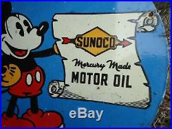 24 Double Sided 1936 Sunoco Gas Motor Oil Porcelain Enamel Sign Make Offer