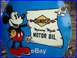 24 Double Sided 1936 Sunoco Gas Motor Oil Porcelain Enamel Sign Make Offer