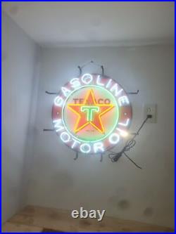 24X24 Texaco Star Motor Oil Gas Gasoline Neon Light Sign Lamp Vivid Printing