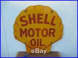 25x24.5 Orignal June 1929 Shell Motor Oil Heavy Porcelain Sign Gas & Oil Co