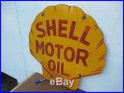 25x24.5 Orignal June 1929 Shell Motor Oil Heavy Porcelain Sign Gas & Oil Co