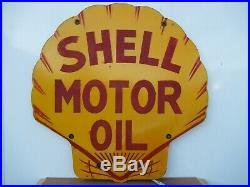 25x24.5 Orignal June 1929 Shell Motor Oil Heavy Porcelain Sign Gas & Oil Co