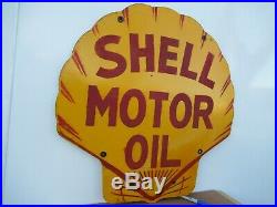 25x24.5 Orignal June 1929 Shell Motor Oil Heavy Porcelain Sign Gas & Oil Co