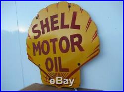 25x24.5 Orignal June 1929 Shell Motor Oil Heavy Porcelain Sign Gas & Oil Co