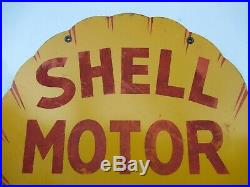 25x24.5 Orignal June 1929 Shell Motor Oil Heavy Porcelain Sign Gas & Oil Co