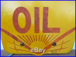 25x24.5 Orignal June 1929 Shell Motor Oil Heavy Porcelain Sign Gas & Oil Co