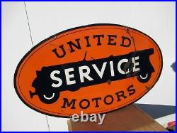 28.5x48 org. 2 authentic 1930 United Motors Service Porcelain Sign Gas & Oil Co