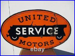 28.5x48 org. 2 authentic 1930 United Motors Service Porcelain Sign Gas & Oil Co