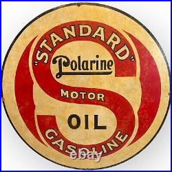 30 Inch STANDARD Polarine Motor Oil Porcelain Enamel Sign Gas Advertising Metal