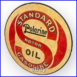 30 Inch STANDARD Polarine Motor Oil Porcelain Enamel Sign Gas Advertising Metal