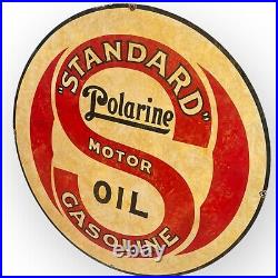 30 Inch STANDARD Polarine Motor Oil Porcelain Enamel Sign Gas Advertising Metal