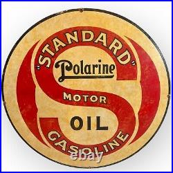 30 Inch STANDARD Polarine Motor Oil Porcelain Enamel Sign Gas Advertising Metal