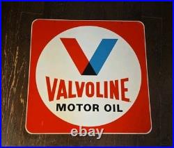 30 Metal VALVOLINE MOTOR OIL DBL SIDE SIGN AUTO OLD ORIG