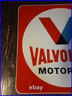 30 Metal VALVOLINE MOTOR OIL DBL SIDE SIGN AUTO OLD ORIG