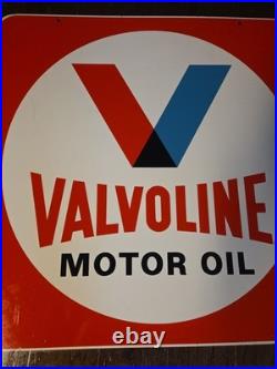 30 Metal VALVOLINE MOTOR OIL DBL SIDE SIGN AUTO OLD ORIG