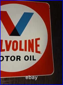 30 Metal VALVOLINE MOTOR OIL DBL SIDE SIGN AUTO OLD ORIG