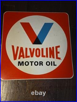 30 Metal VALVOLINE MOTOR OIL DBL SIDE SIGN AUTO OLD ORIG