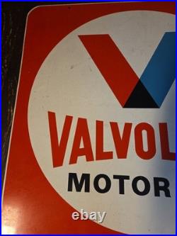 30 Metal VALVOLINE MOTOR OIL DBL SIDE SIGN AUTO OLD ORIG