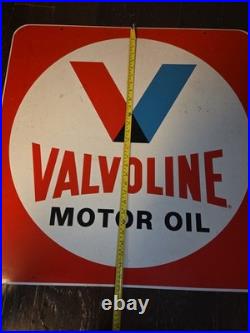 30 Metal VALVOLINE MOTOR OIL DBL SIDE SIGN AUTO OLD ORIG