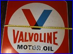 30 Metal VALVOLINE MOTOR OIL DBL SIDE SIGN AUTO OLD ORIG