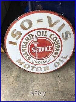 30 org. 1920 ISO=VIS STANDARD OIL MOTOR OIL Porcelain double sided sign