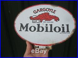 40360 Old Vintage Garage Tin Can Enamel Sign Mobiloil Jug Can Motor Oil Cabinet