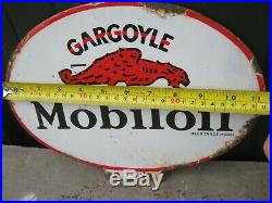 40360 Old Vintage Garage Tin Can Enamel Sign Mobiloil Jug Can Motor Oil Cabinet