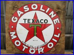 42.5 Round authentic org. DSP 1930 Texaco Gasoline & Motor Oil Porcelain Sign