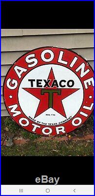 42 DSP Texaco Motor Oil Porcelain Sign Gas Station Ford Chevrolet