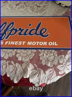 42 Gulfpride Motor Oil LARGE EMBOSSED METAL Service Station ADVERTISING SIGN