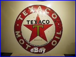 42 original 1940 single sided Texaco Motor Oil & Gas Texas Co. Porcelain Sign