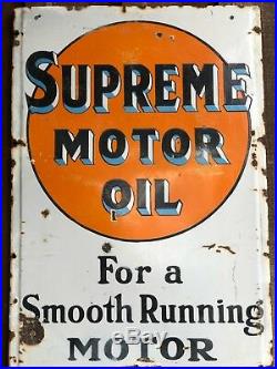 5x2 ft. Rare Antique Original Supreme Motor Oil Gulf Porcelain Petro Sign