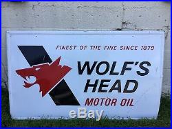 60 1979 Wolf's Head Motor Oil The Finest of Fine single-sided embossed sign