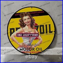 8'' Pennzoil Motor Oil Safe Porcelain Sign Gas Station Garge Advertising