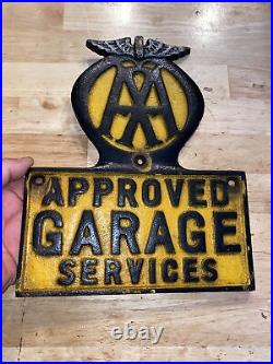 AAA Garage Plaque Sign Motor Oil Metal Cast Iron Patina Coal 4+LBS Gas Collector