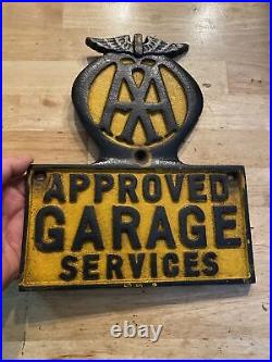 AAA Garage Plaque Sign Motor Oil Metal Cast Iron Patina Coal 4+LBS Gas Collector