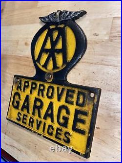 AAA Garage Plaque Sign Motor Oil Metal Cast Iron Patina Coal 4+LBS Gas Collector