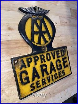 AAA Garage Plaque Sign Motor Oil Metal Cast Iron Patina Coal 4+LBS Gas Collector