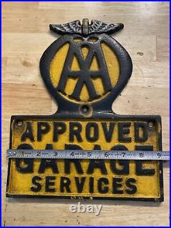 AAA Garage Plaque Sign Motor Oil Metal Cast Iron Patina Coal 4+LBS Gas Collector