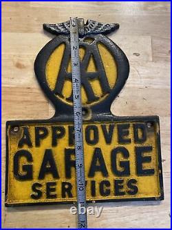 AAA Garage Plaque Sign Motor Oil Metal Cast Iron Patina Coal 4+LBS Gas Collector