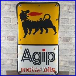 AGIP Enamel Sign 23.6x13.8 (60x35cm) Retro Motor Oil Collector Garage Big Decor AGIP Enamel Sign 23.6x13.8 (60x35cm) Retro Motor Oil Collector Garage Big Decor