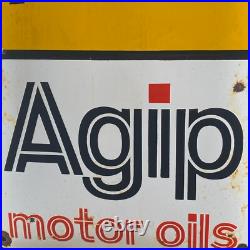 AGIP Enamel Sign 23.6x13.8 (60x35cm) Retro Motor Oil Collector Garage Big Decor AGIP Enamel Sign 23.6x13.8 (60x35cm) Retro Motor Oil Collector Garage Big Decor