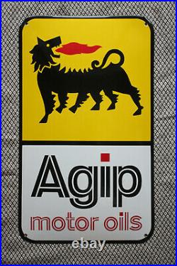 AGIP motor oils enamel sign Emailschild ECHT Emaille Schild 50 x 30 cm