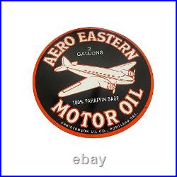 Aero Eastern Motor Oil Large Heavy Double Sided Porcelain Sign (24 Inch) Nice